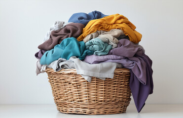 Domestic textile clothes cotton basket pile clean dirty fabric laundry