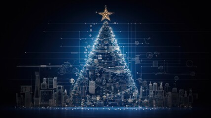 Architectural Blueprint of a Festive Christmas Tree: Celebrating the Holidays with Generative AI in Business and Construction