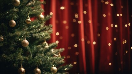 Enchanting Theatre Christmas: Glittering Ornaments on Magical Pine Branches