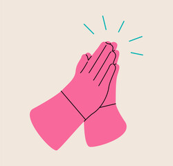 Sign of hand for praying, hand please concept. Colorful vector illustration