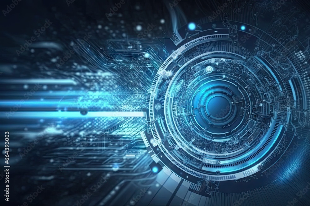 Aufkleber futuristic digital circuit board. abstract tech background. cyberspace connection. blue technology c