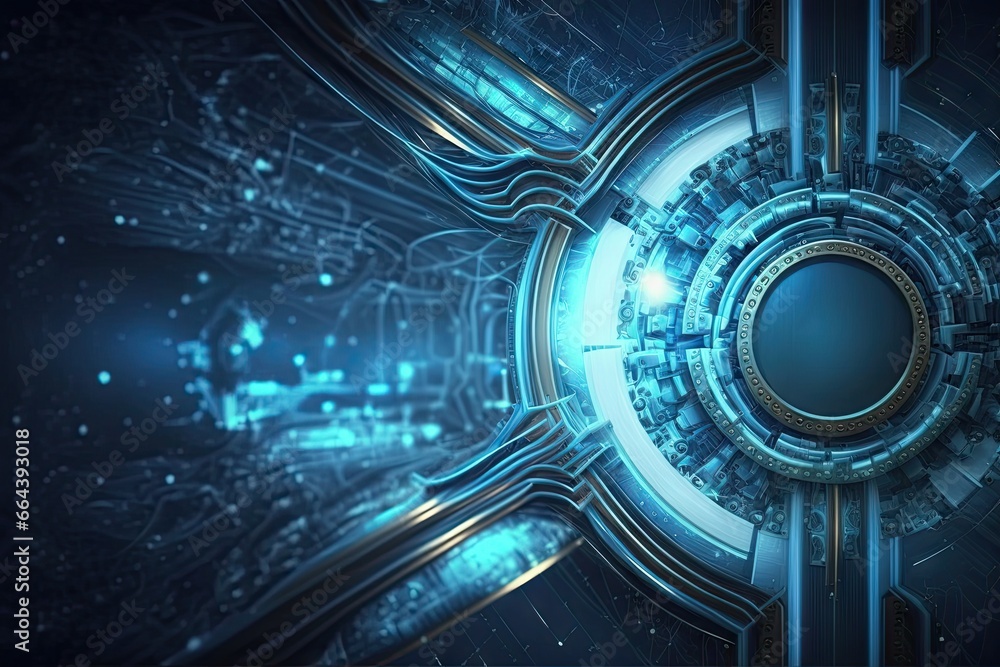 Poster futuristic digital circuit board. abstract tech background. cyberspace connection. blue technology c