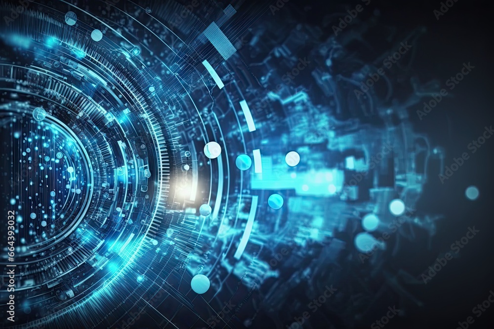 Aufkleber futuristic digital circuit board. abstract tech background. cyberspace connection. blue technology c