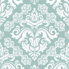 Fototapeta na wymiar Orient vector classic pattern. Seamless abstract light blue and white background with vintage elements. Orient pattern. Ornament barogue wallpaper