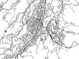 Vector road map of the city of  Chichibu in Japan with black roads on a white background. 4:3 aspect ratio.