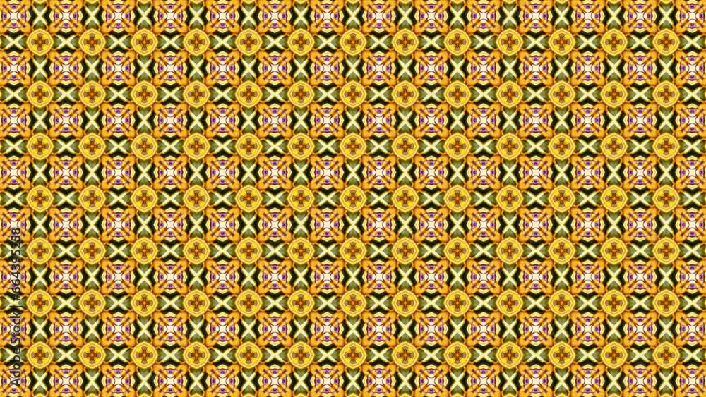 Poster abstract colorful kaleidoscope background video. psychedelic seamless loop background.