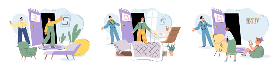 House for sale. Vector illustration Buying residential property involved conducting thorough property inspection and due diligence The buying house concept encompassed emotional and financial aspects