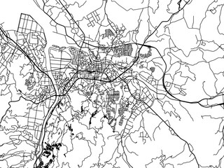 Vector road map of the city of  Imaricho-ko in Japan with black roads on a white background. 4:3 aspect ratio.