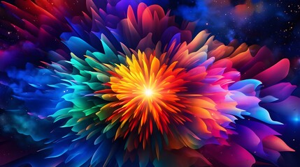 Fototapeta premium Vibrant multicolored explosion of light and energy