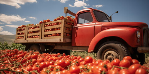 tomato harvest overload. - obrazy, fototapety, plakaty