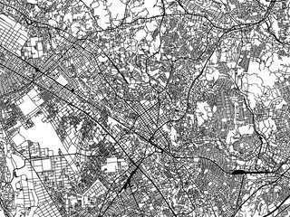 Obraz premium Vector road map of the city of Machida in Japan with black roads on a white background. 4:3 aspect ratio.