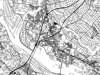 Fototapeta na wymiar Vector road map of the city of Moriya in Japan with black roads on a white background. 4:3 aspect ratio.