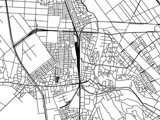 Vector road map of the city of  Niitsu-honcho in Japan with black roads on a white background. 4:3 aspect ratio.