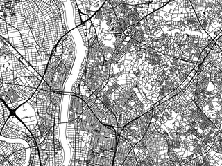 Obraz premium Vector road map of the city of Nagareyama in Japan with black roads on a white background. 4:3 aspect ratio.
