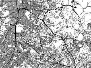 Obraz premium Vector road map of the city of Nisshin in Japan with black roads on a white background. 4:3 aspect ratio.