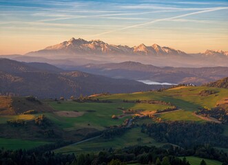 Obraz premium Summer mountain landscape in Slovakia. Slovakia and Poland countryside, Tatras. Active life concept. Beauty Tatras world.