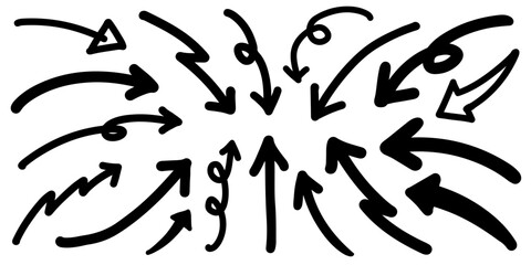 矢印　手書き　シンプル　セット　黒