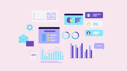 animation of graphics, Financial diagram and charts showing profits and losses. Elements for user interface UI, or infographics. template and graph corporate and business presentation. modern style