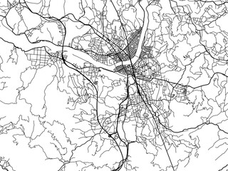 Obraz premium Vector road map of the city of Satsumasendai in Japan with black roads on a white background. 4:3 aspect ratio.