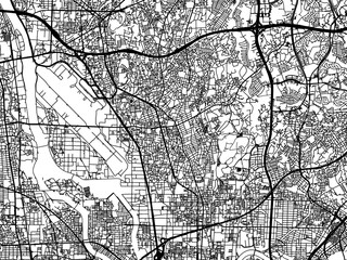 Obraz premium Vector road map of the city of Toyonaka in Japan with black roads on a white background. 4:3 aspect ratio.