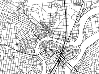 Fototapeta na wymiar Vector road map of the city of Tsubame in Japan with black roads on a white background. 4:3 aspect ratio.