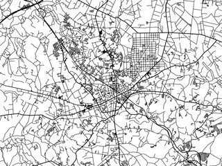 Obraz premium Vector road map of the city of Yachimata in Japan with black roads on a white background. 4:3 aspect ratio.