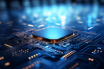 Abstract Digital Technology Circuit Background with Blue and Red Colors