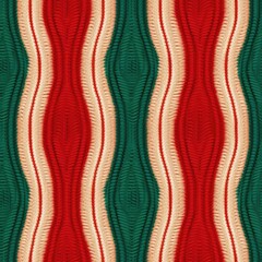 Knitted Christmas and New Year Ugly Sweater seamless pattern. Festive Knitting folk style scandinavian ornaments winter Pattern. For Wallpaper, wrapping paper, textile, knitwear, X-mas greeting card.