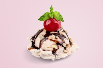 Cold tasty sweet strawberry ice cream