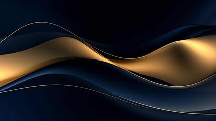 Fototapeta premium Gold and navy blue waves abstract.