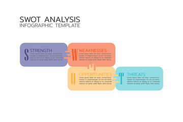 SWOT analysis vector infographic label design template with 4 options or steps.