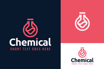 Creative Simple Glass Test Tube Liquid Fluid Chemical Science Logo Design Branding Template