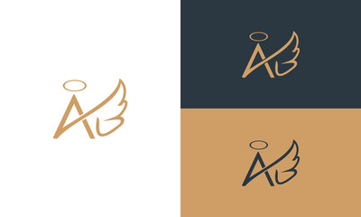 Letter a wings logo design. Flying wings initial letter logo. A Wings Letter Symbol Concept