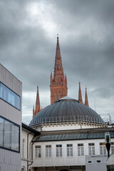 Marktet church and dome City of Wiesbaden Germany Hesse.