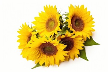 Naklejka premium Sunflowers isolated on white background.