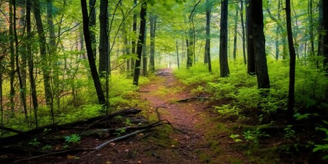 Obraz premium A road with Beautiful forest.