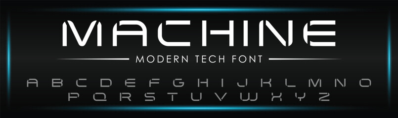 MACHINE  special and original font letter design. modern tech vector logo typeface for company.