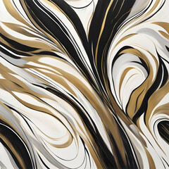 abstract wavy lines in black and gold in a white background 