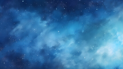 Blue watercolor space background. Illustration painting