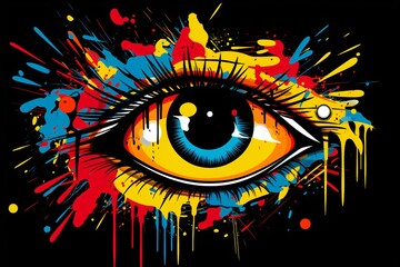 Human eye colorful graffiti design
