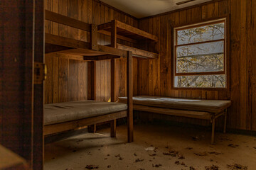 Bunk room at abandoned Camp Ken-Etiwa-Pec in New Jersey