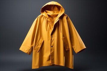 A yellow raincoat isolated on a black background