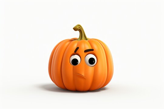 A cute pumpkin character with puzzled expressions, isolated on a white background