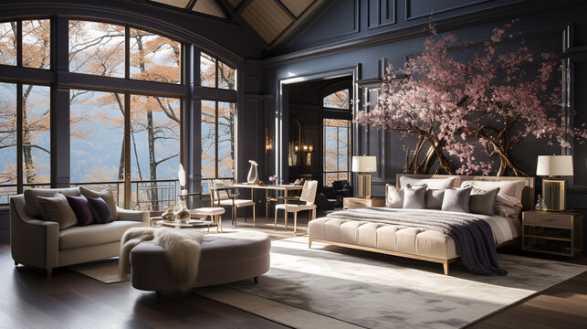 Sophisticated and glamorous master bedroom