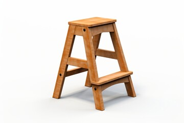 Wooden step chair isolated on a white background