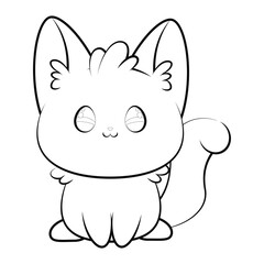 Cute little kawaii kitten coloring page
