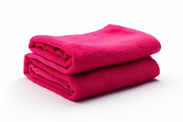 A red blanket or towel folded and isolated on a white background