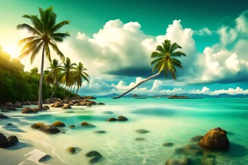 Fototapeta na wymiar beach with palm tree