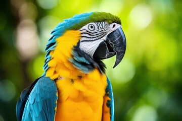 Blue and yellow macaw parrot.