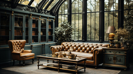 Vintage-inspired home office with antique desk